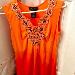 Women's Style & co. Size 1x tie dye embellished tank top. Orange.